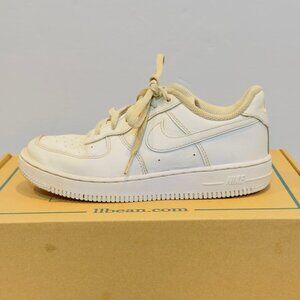 Nike Youth Size 3Y Air Force One Low Sneakers White Leather Athletic Shoes